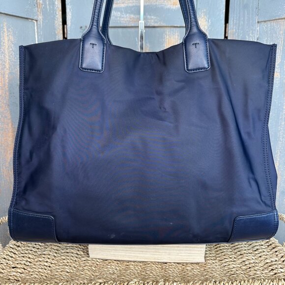 Tory Burch Ella Logo Nylon Tote Tory Navy - Picture 4 of 16